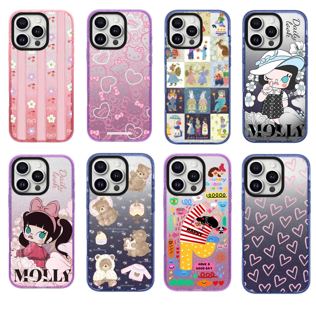 亚克力星钻蓝星钻紫闪粉iphone16promax手机壳适用苹果15防摔套