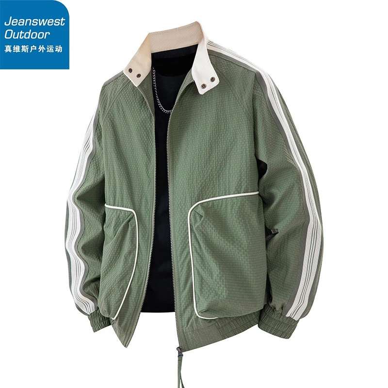 真维斯户外运动透气立领秋季男士休闲夹克外套休闲男士春季工装风