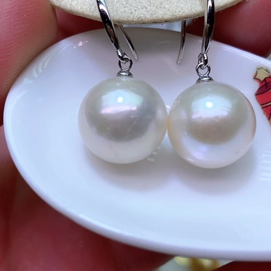 银S925镶嵌淡水珍珠耳饰