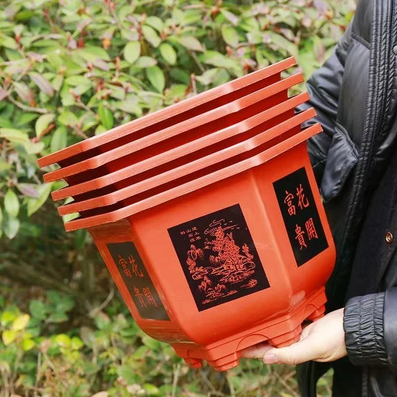 【发3个】仿陶瓷加厚六角花盆大口径花盆种花月季绿萝