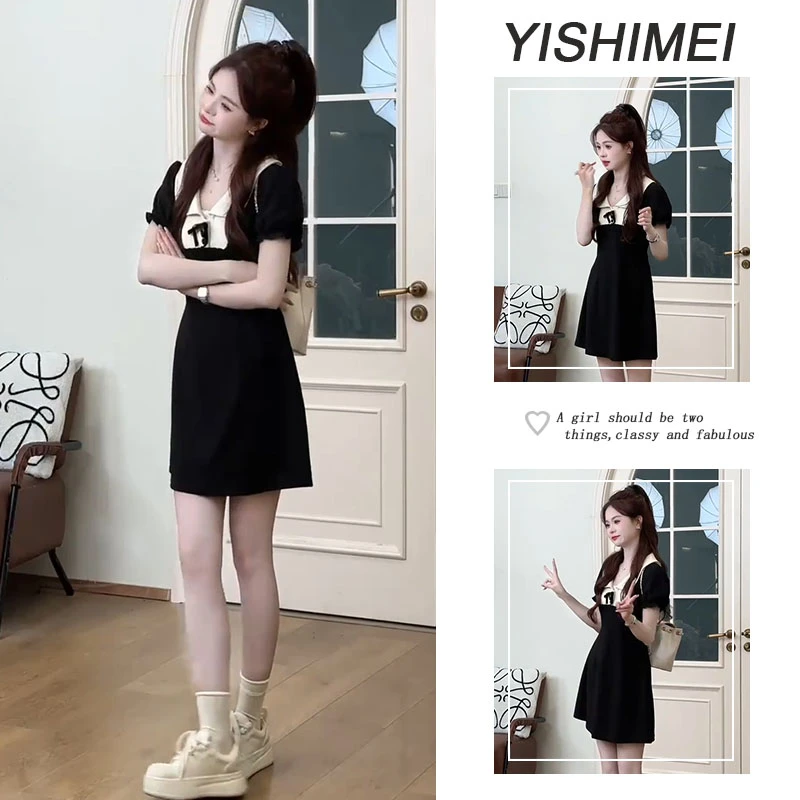 夏季温柔穿搭2025年新款韩系减龄超好看显瘦短袖连衣裙短裙子