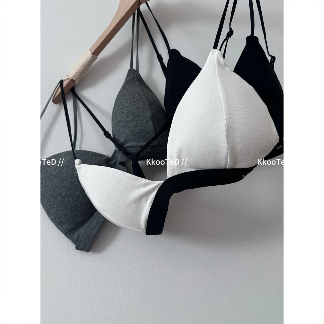 KkK【小xiong达人！！】法式撞色三角杯吊带背心