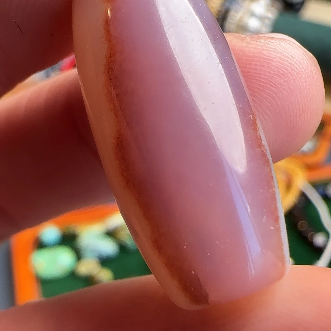 玛瑙/玉髓未镶嵌颈饰朱砂料粉糯27.5x13