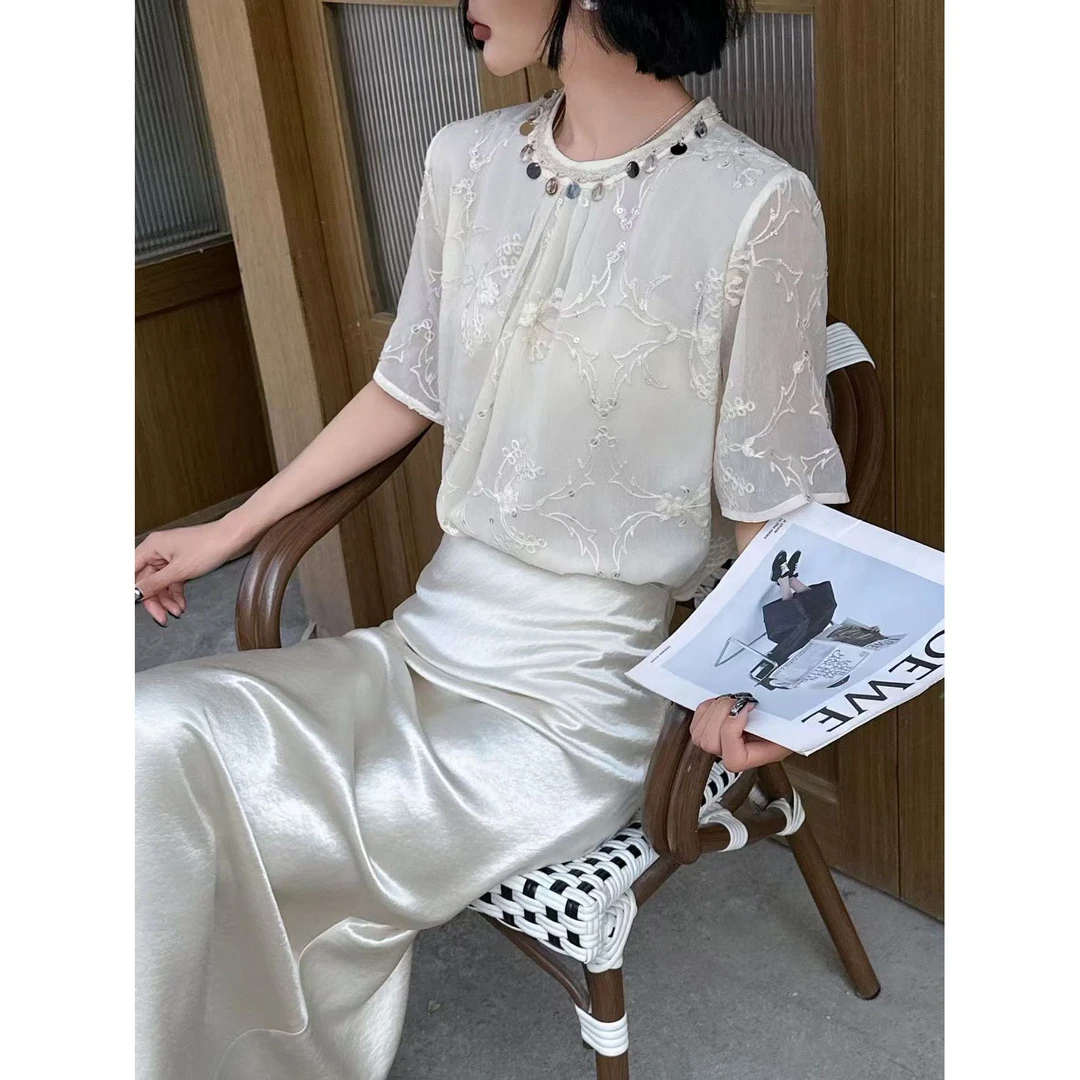 气质重工刺绣亮片小衫ZBS33179衣长60（卡码往小拍）