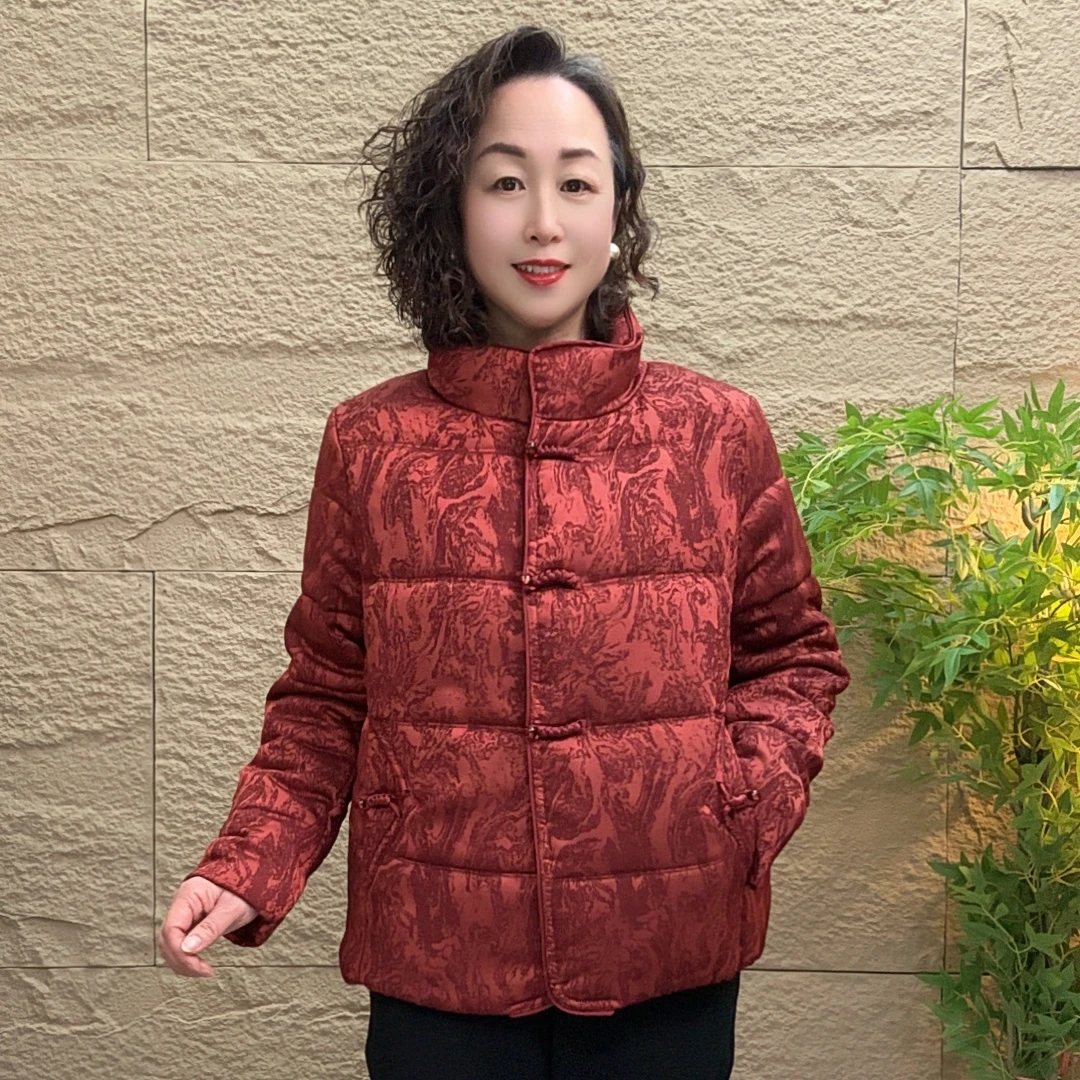 冬季流光风中老年妈妈装显瘦气质休闲新中式时尚减龄棉服国风外套