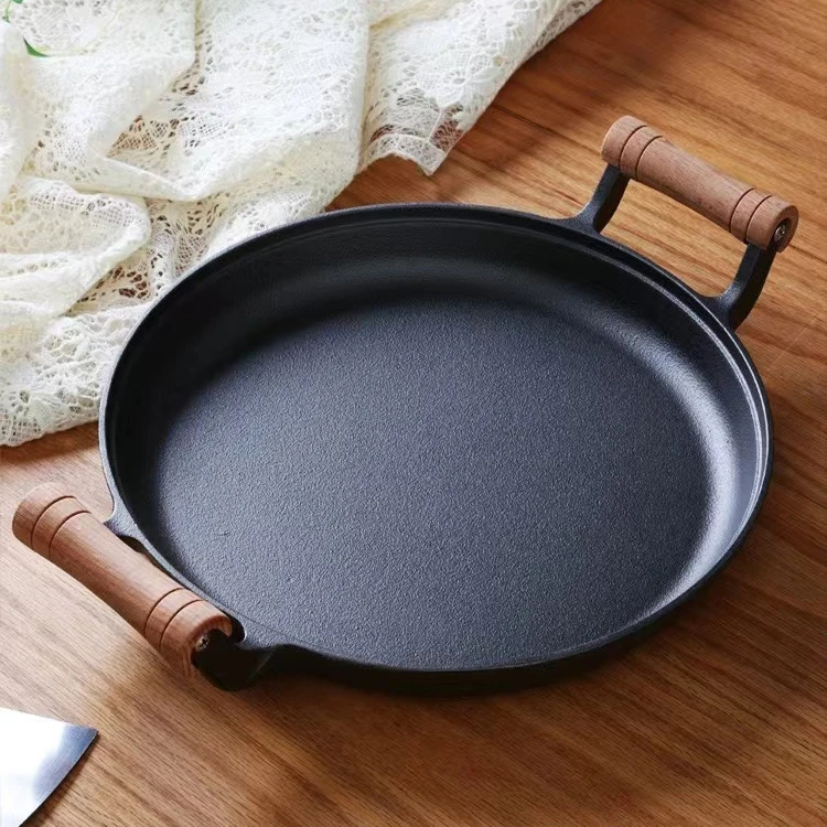 30-33cm木柄烤盘双耳平底锅煎锅烙饼锅无涂层