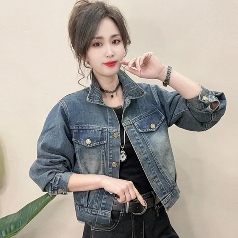 复古时尚牛仔短款外套女2026春季新款爆款休闲宽松夹克小个子上衣