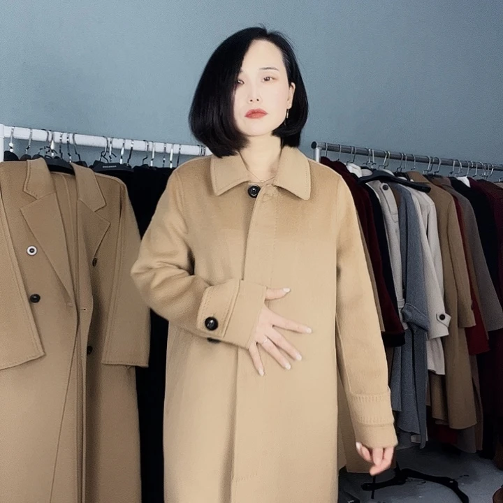 双面呢大衣驼色M码