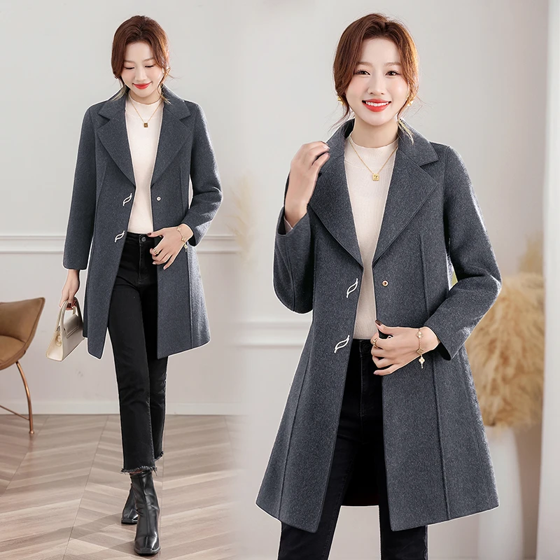 高端双面呢外套女2025秋冬新款时尚中长款贵气保暖妈妈装羊毛大衣