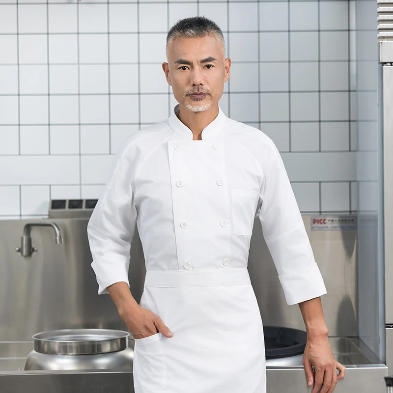 高级厨师工作服长袖男秋冬装餐饮酒店火锅饭店厨房厨师长工衣印字