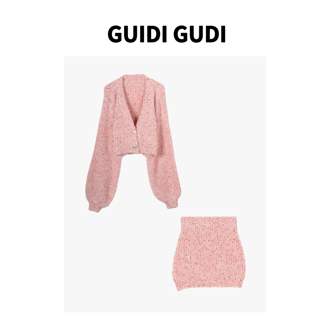 GUIDI GUDI【玛丽苏】气质休闲毛毛慵懒外套+半裙套装 D9430144H