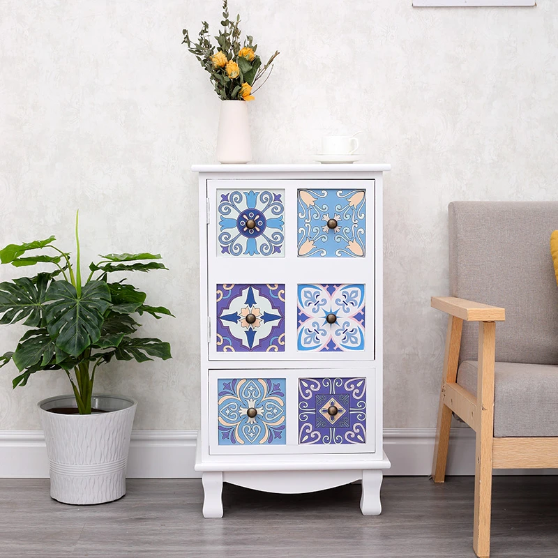 美式复古客厅收纳柜简约带门储物柜免安装家用小柜子大容量斗柜