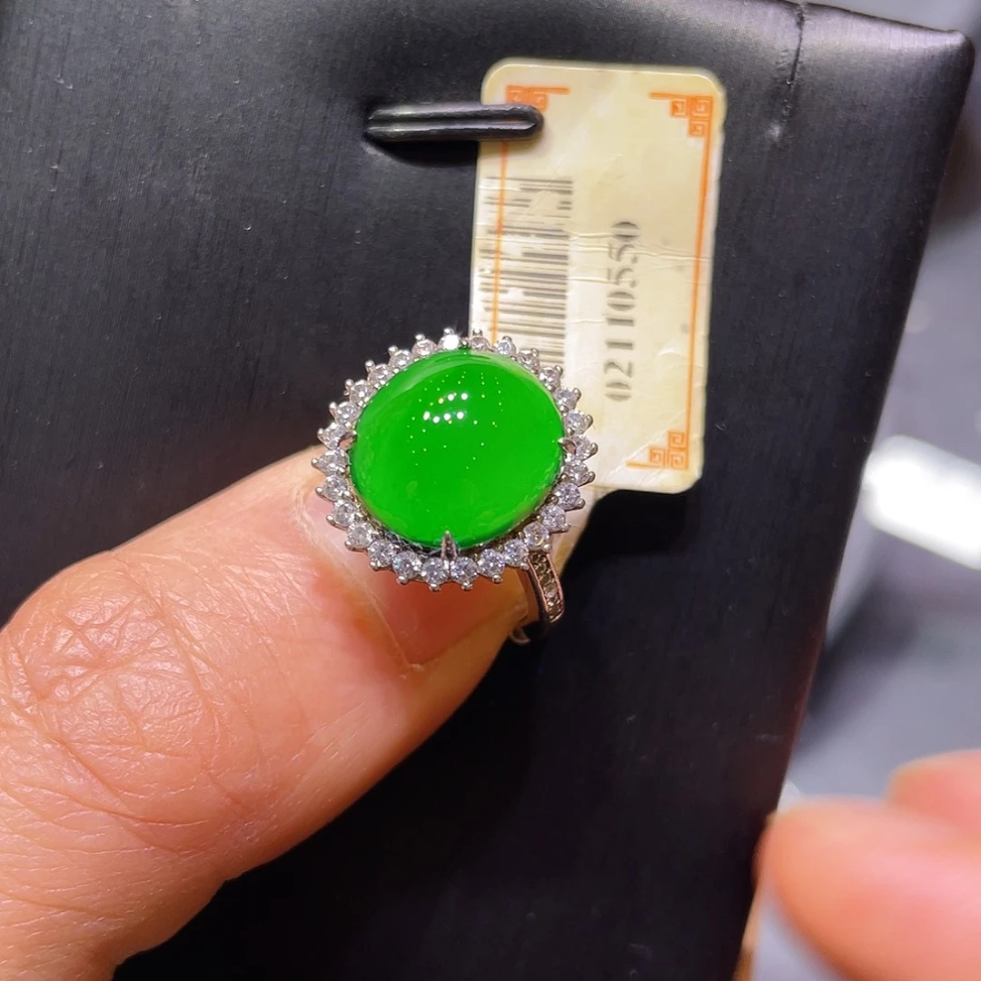 翡翠银S925镶嵌项链戒指