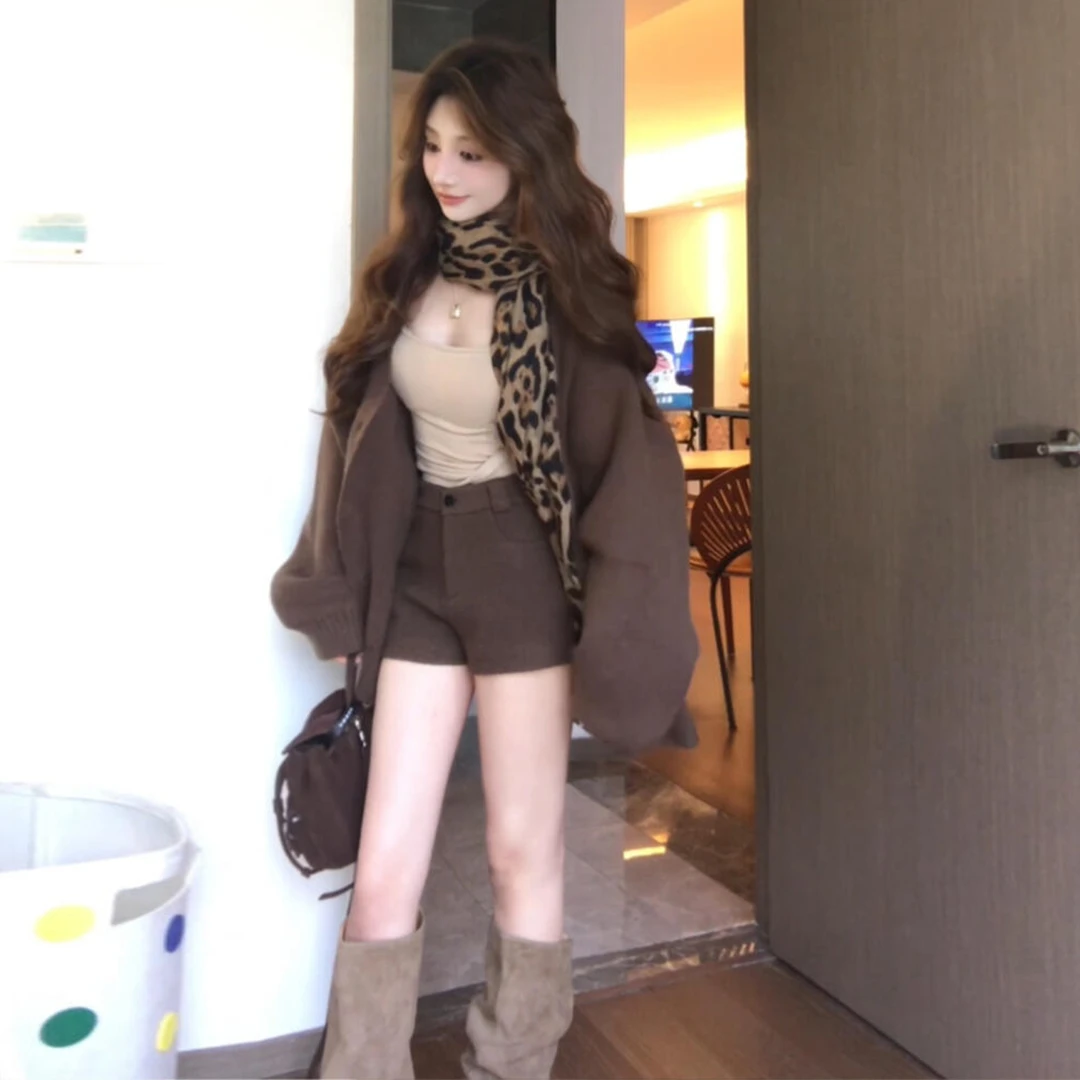 咖色毛衣针织开衫外套女2026新款巨好看秋冬季韩系氛围感穿搭上衣