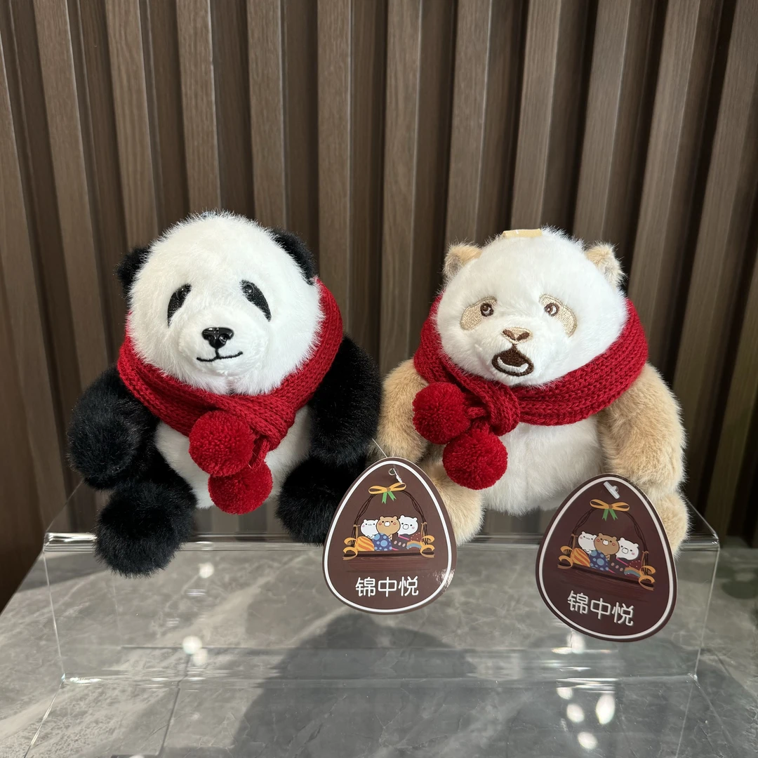 熊猫工厂2025款围巾熊猫挂件憨憨公仔毛绒玩具花花呆萌手工填充