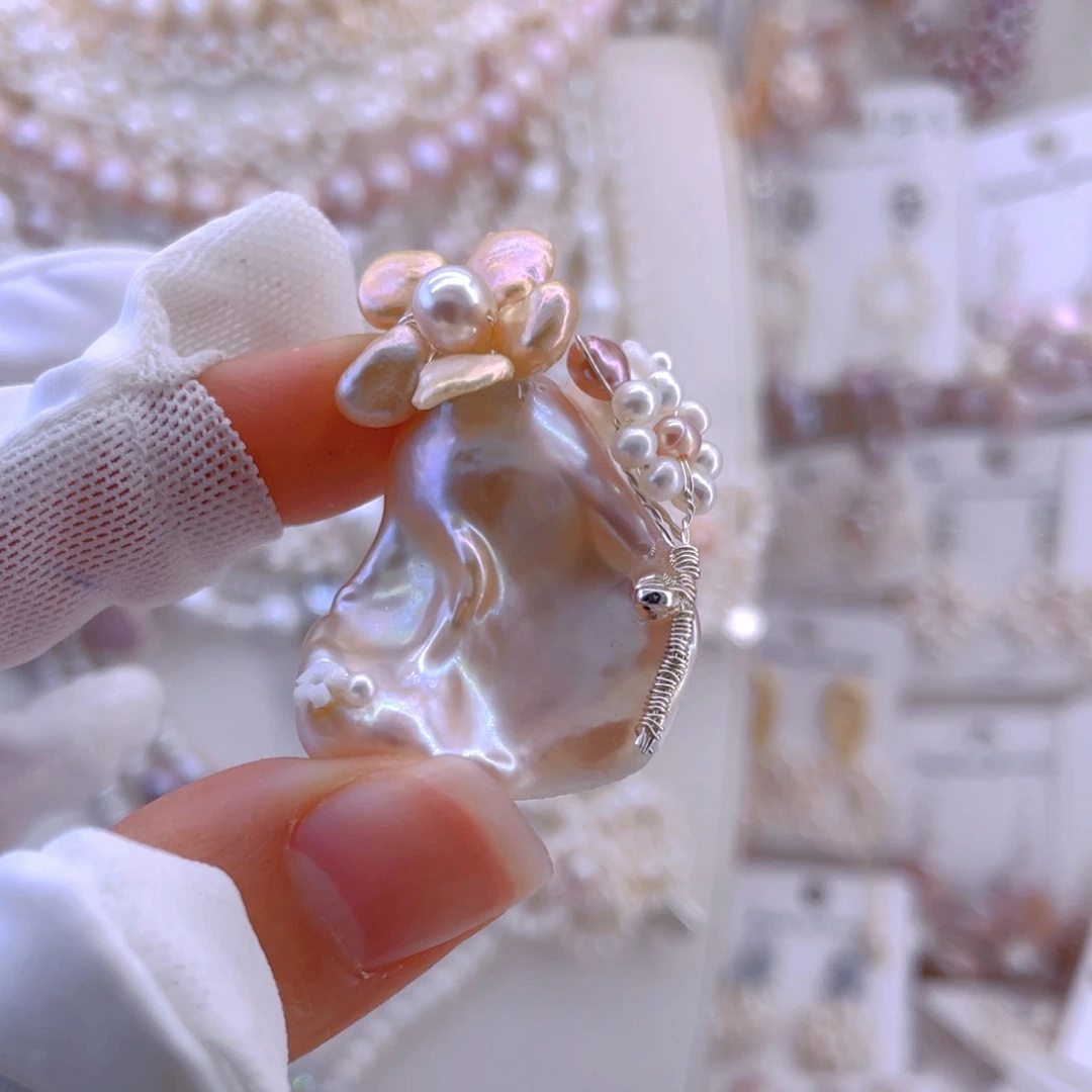 未镶嵌耳饰淡水珍珠吊坠