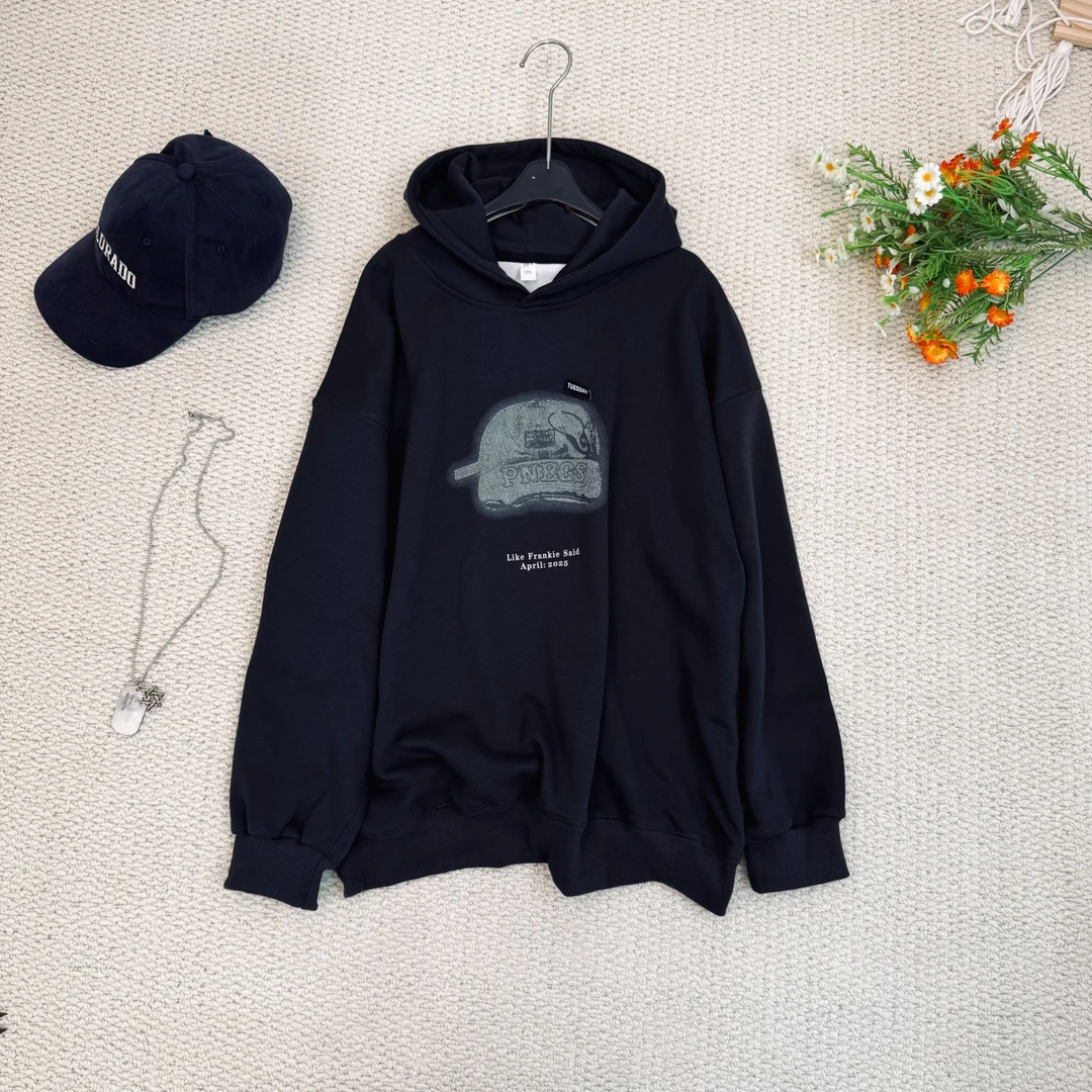 中大童PNE字母加绒连帽卫衣1016