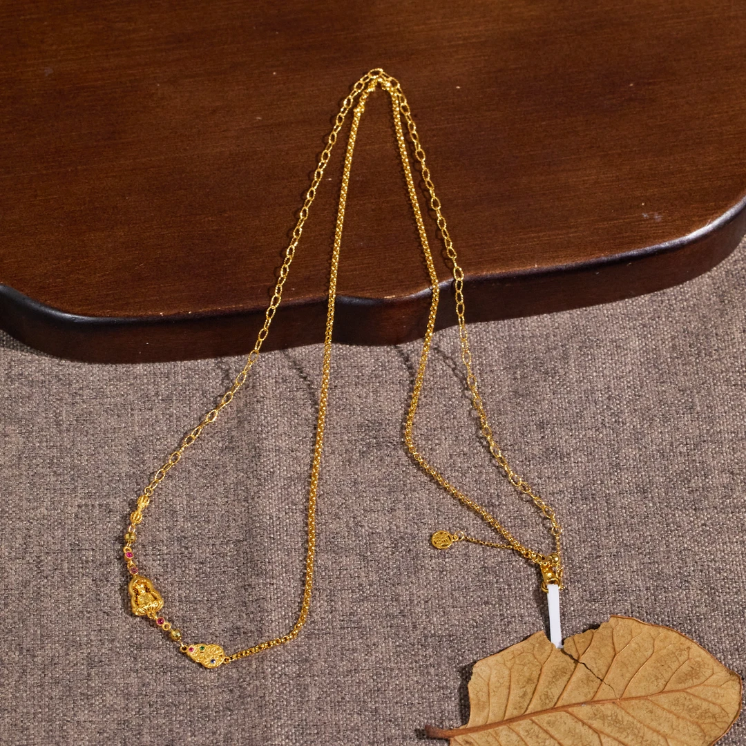 【歪歪】地藏王项链*（素金）*18K金镶嵌*N8570