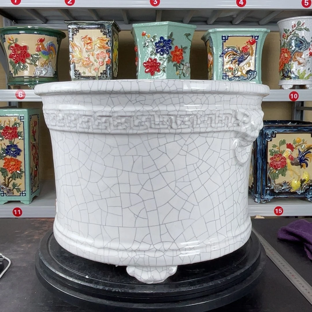 内口34内深24正宗岭南石湾盆手工盆