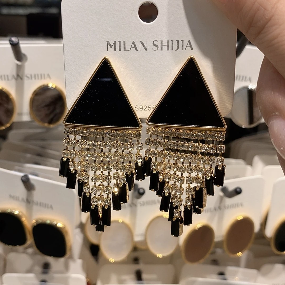 铜合金925银三角锆石流苏