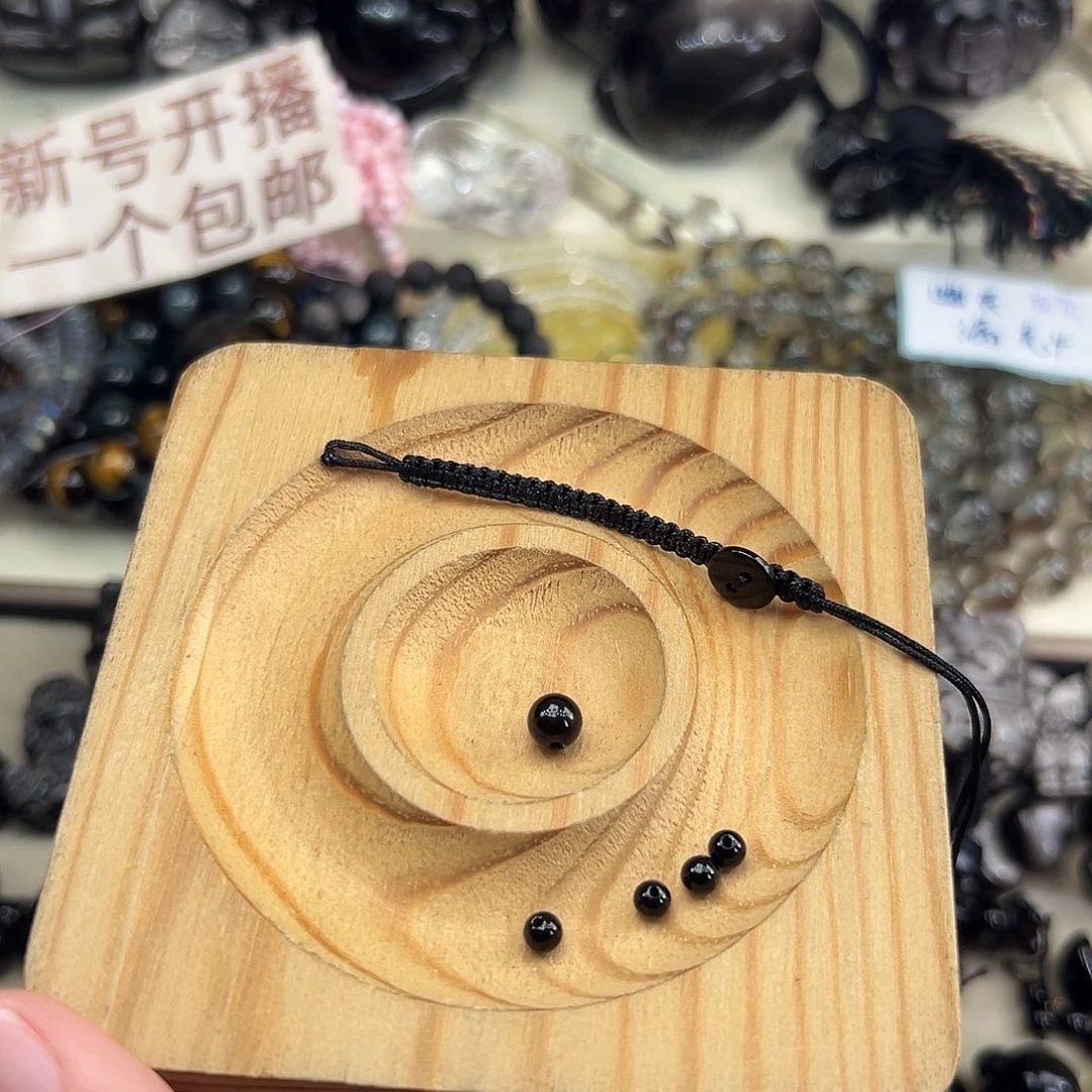 微***光未镶嵌黑曜岩手饰
