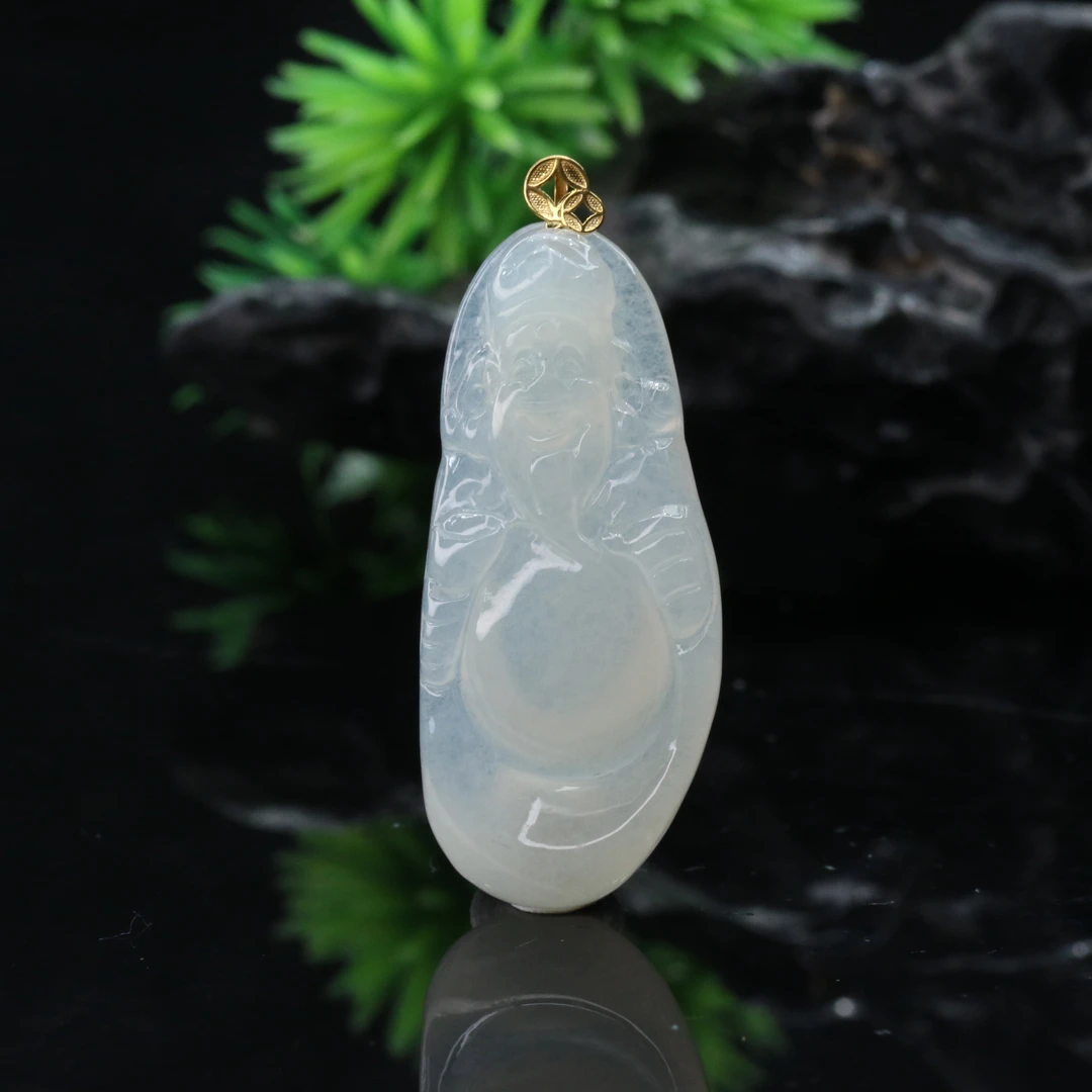 47天然缅甸翡翠A货18k财神吊坠/901750/上海嘉禾拍卖