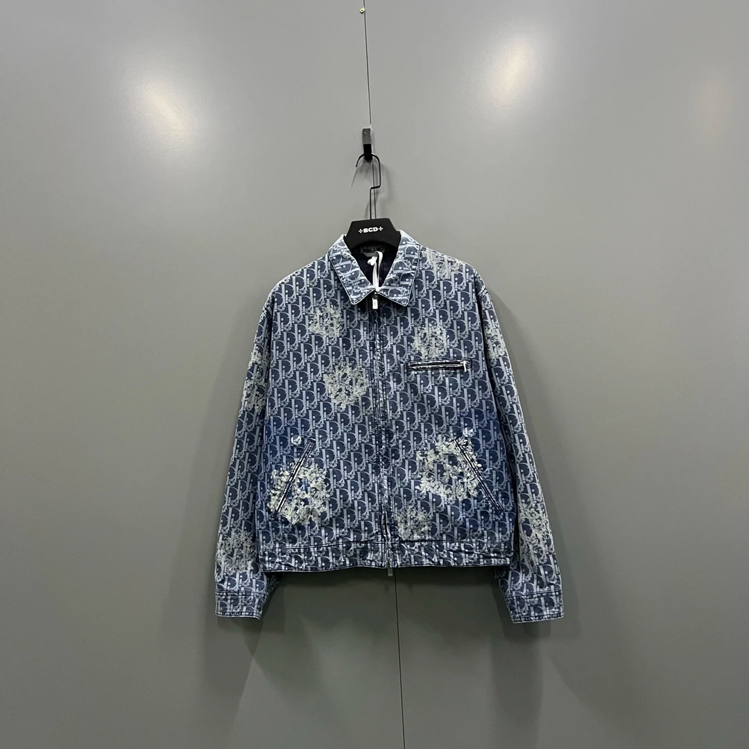 99新 DIOR/迪奥 （ll） 013837 满印老花翻领外套 46码