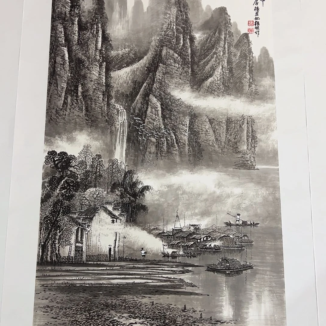 小***螺国画莫桂明三尺带框精品