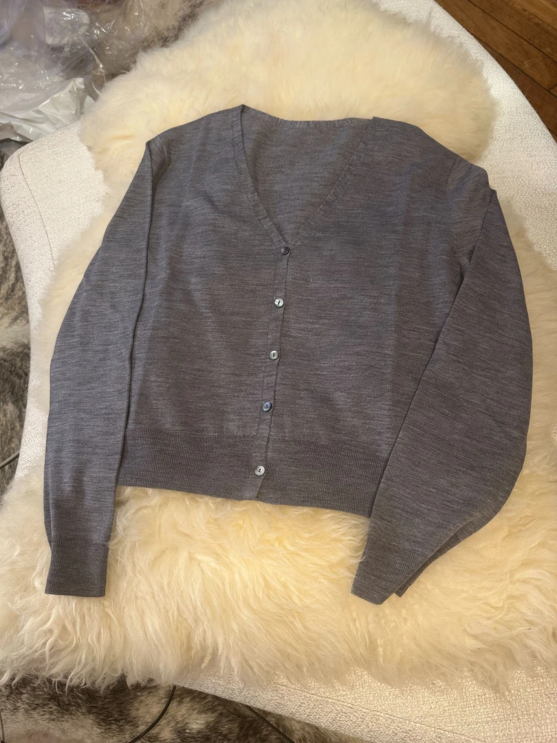 SENSE 25年 18针灰色羊毛针织开衫