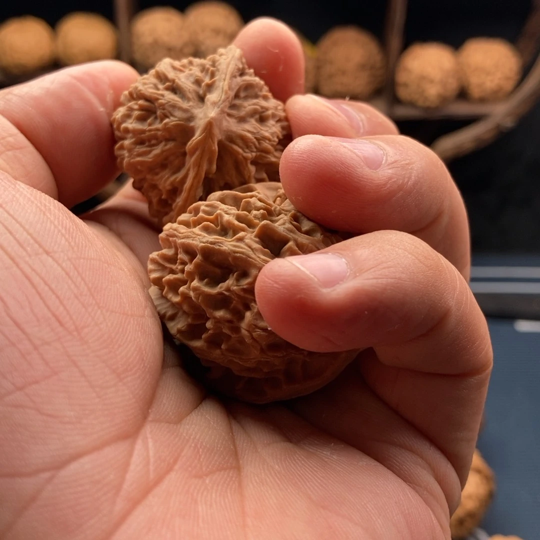 文玩核桃把件六*36+全品精配原树然帽