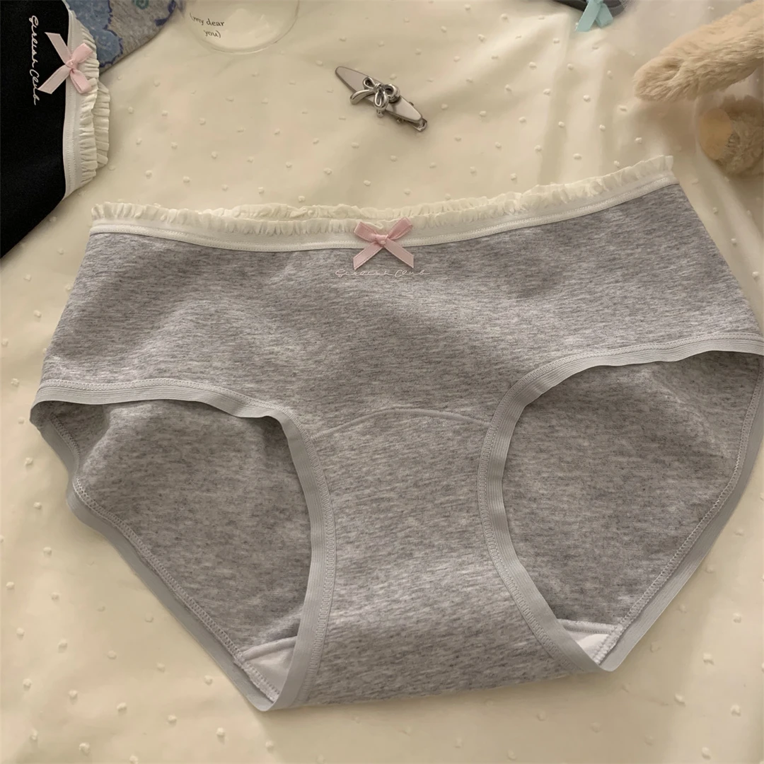 甜美纯棉7A抑菌A类婴儿棉加长裆透气柔软中腰蕾丝少女三角内裤