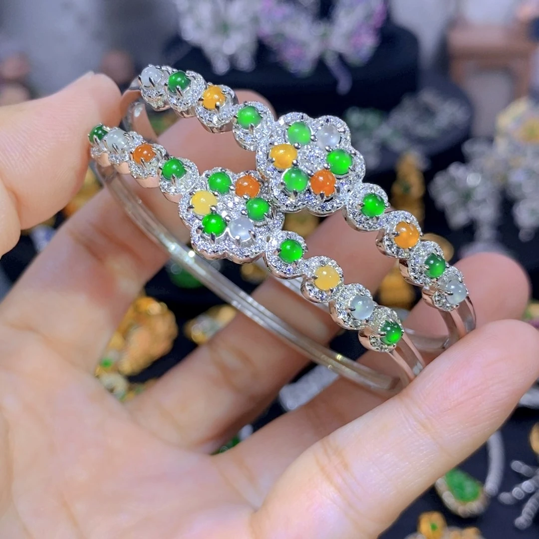 翡翠银S925镶嵌耳饰多样化发其一