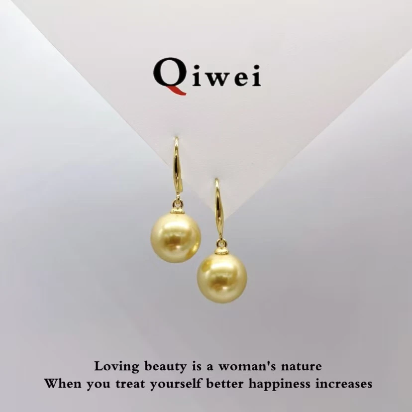 合金耳饰 12mm浓金色正圆 极强光 极微瑕 时尚/经典/耳钩QWA0023