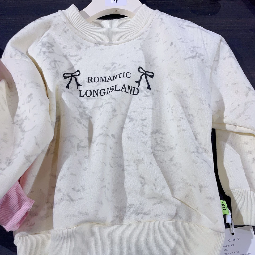 YGG蝴蝶结一体绒儿童卫衣时尚休闲秋冬季长袖