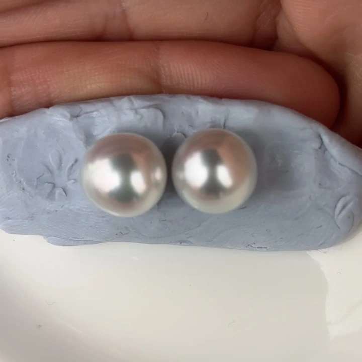 定制海水珍珠未镶嵌裸珠10-11澳白裸珠两颗