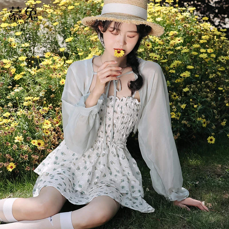 慕兔法式甜美碎花吊带蛋糕裙森女2025夏季新款气质收腰显瘦连衣裙