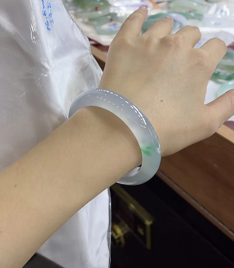 54-55高冰春彩正圈翡翠手镯