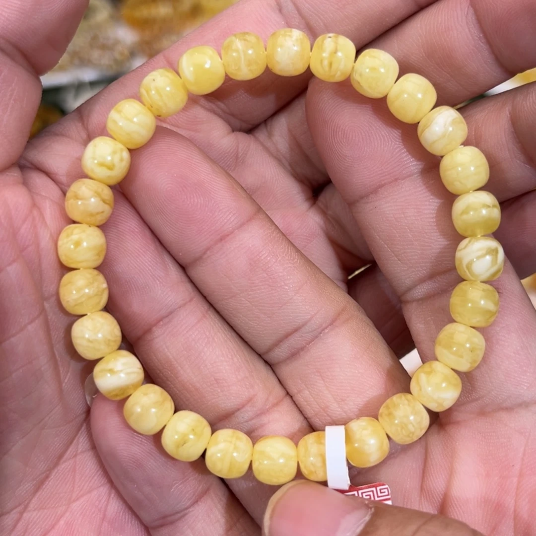 琥珀未镶嵌手链微瑕7.5x7.0