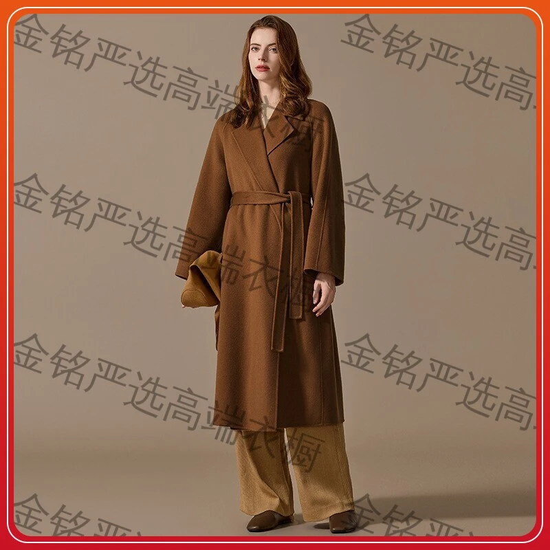 大衣长款冬季新款高级外套毛呢长款加厚双面长款气质女士宽松连帽