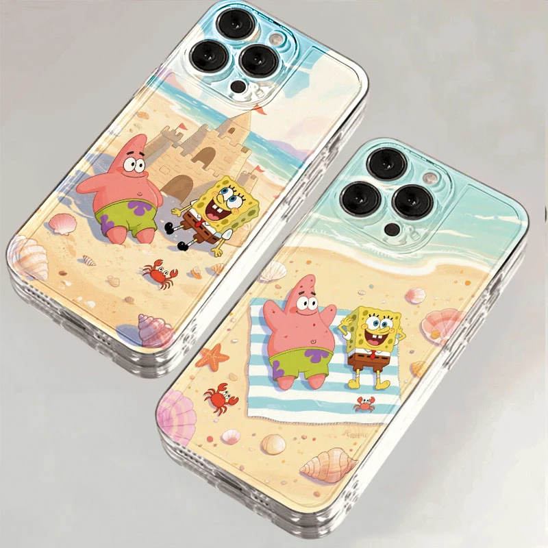 海绵宝宝与派大星适用苹果16promax小米15华为70手机壳太空软壳xs