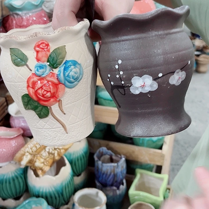 有孔.凑单10元陶瓷花盆发货！