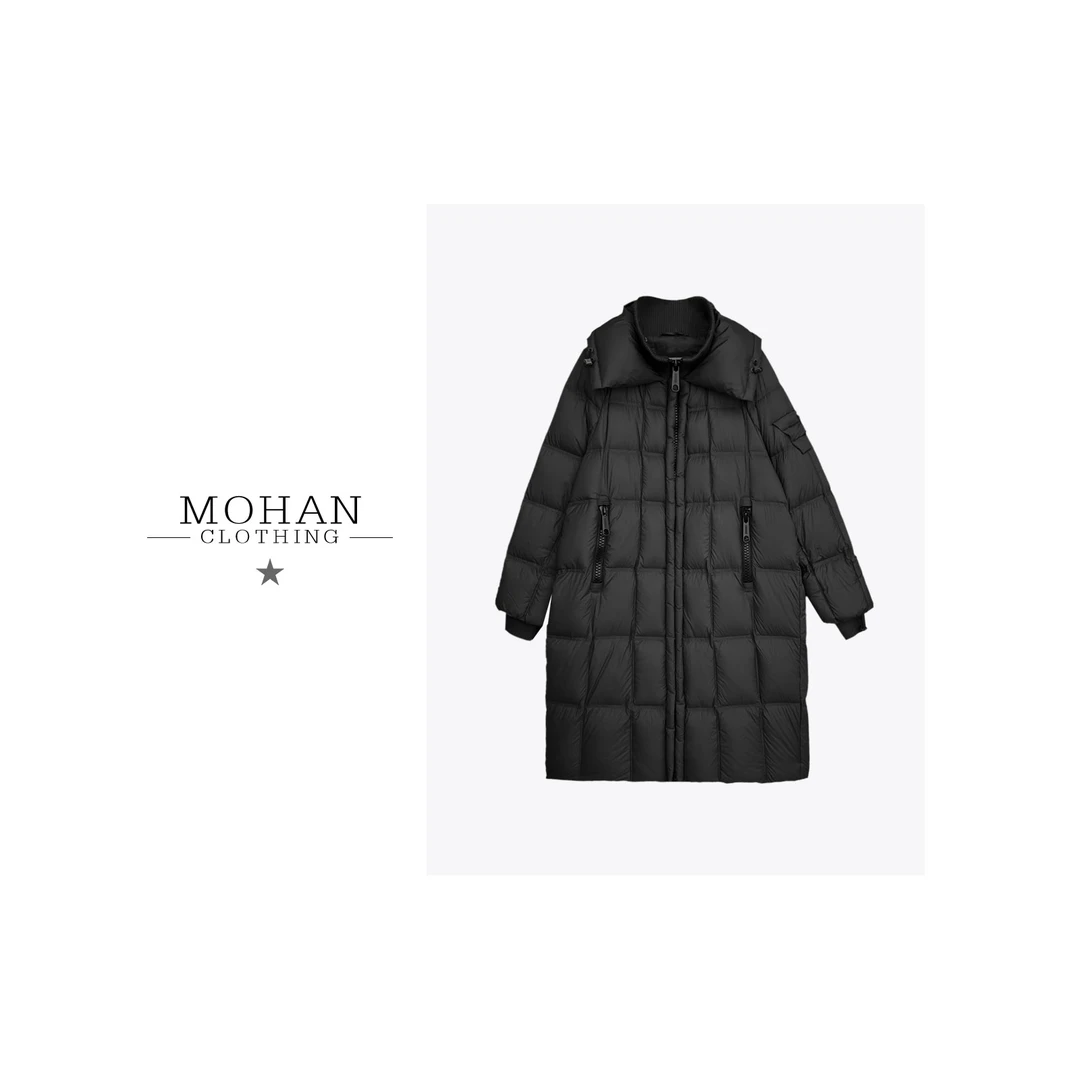 长款厚款连帽复古休闲简约宽松保暖鹅绒服PHB2560