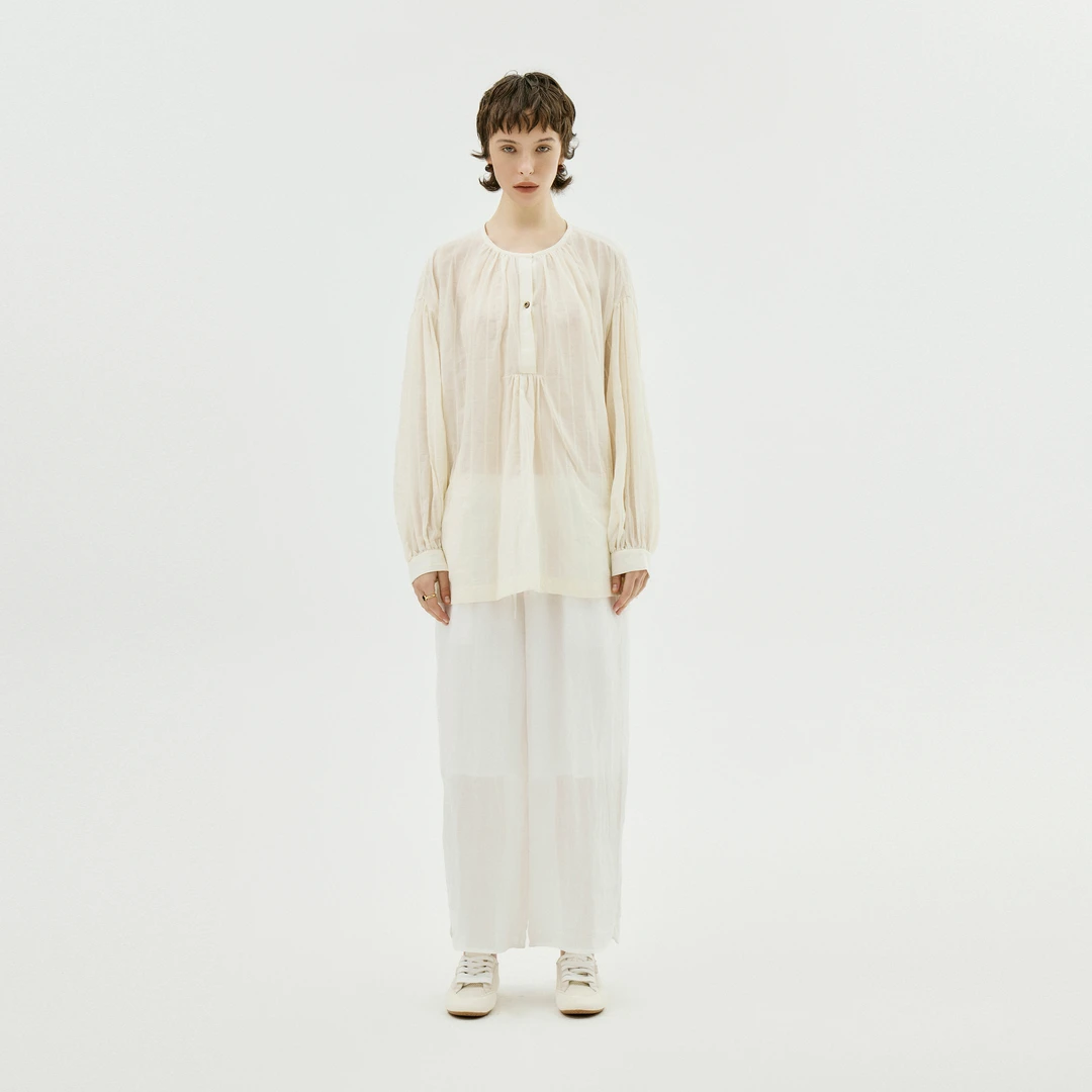 AP洛哥43027UX【悠享松弛】新中式圆领侘寂风长袖小衫2024秋