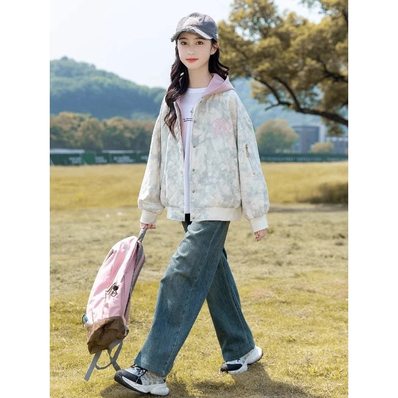 巴拉童年女孩的外套秋季款式2025新款儿童棒球制服时尚的大孩子的