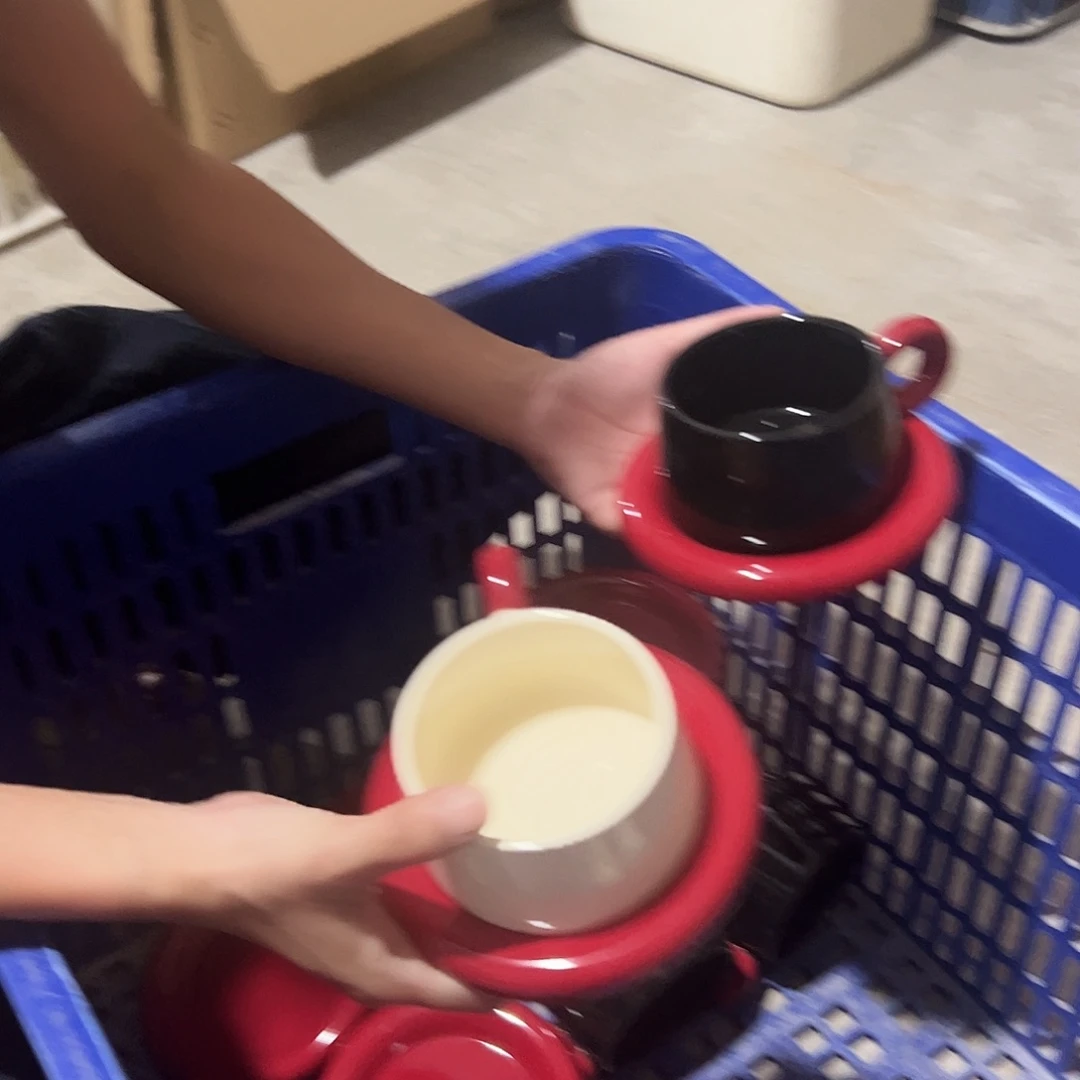 瓷片黑白咖啡杯两套微瑕