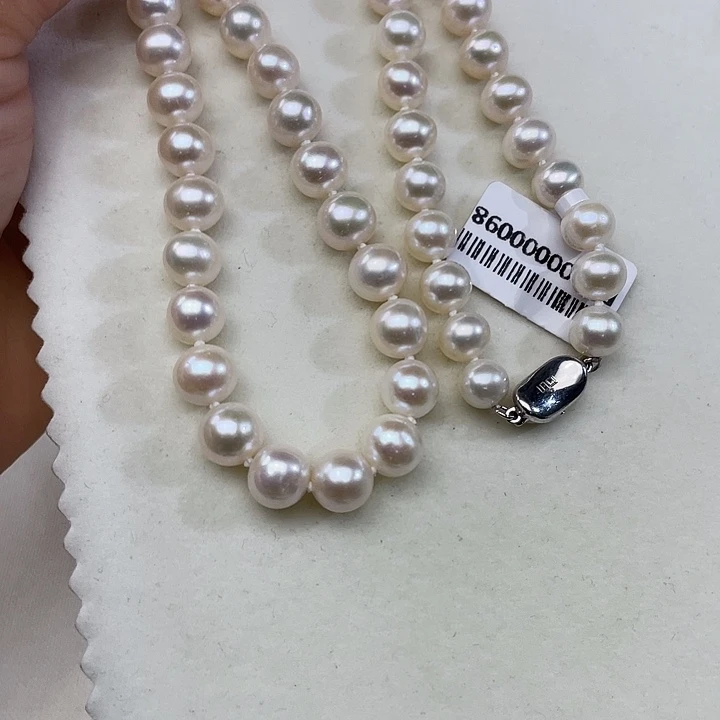银S925镶嵌淡水珍珠颈饰卡8➕高品极光白炫粉彩