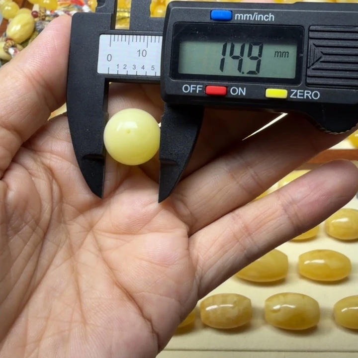 琥珀未镶嵌珠宝奇石圆珠单珠14.9mm