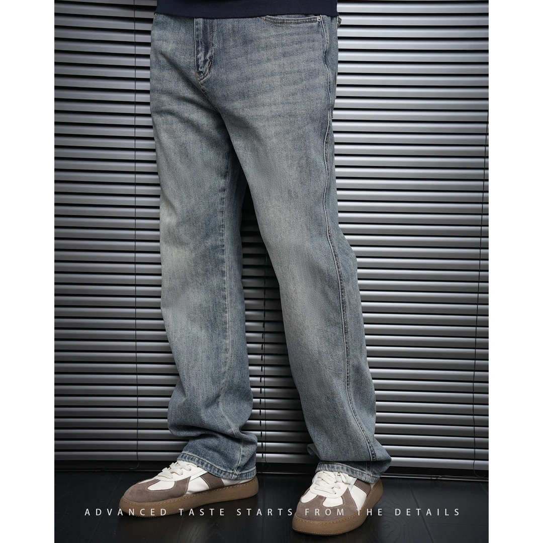 【大头叔叔】春季复古做旧水洗结构口袋休闲小直筒牛仔裤 DD1078