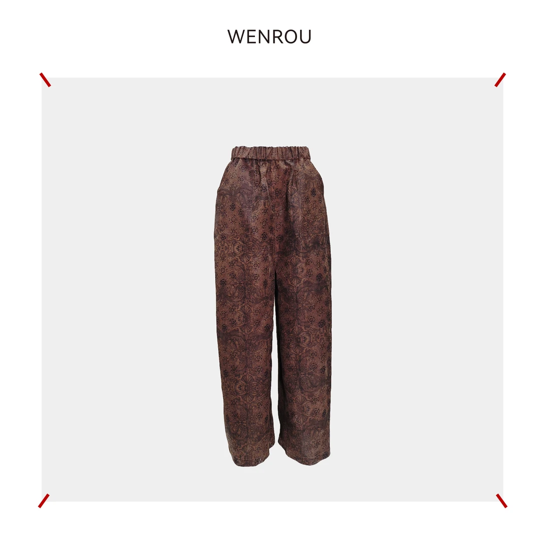 温柔自知 双面香云纱 松紧腰 阔腿休闲裤DR007-1