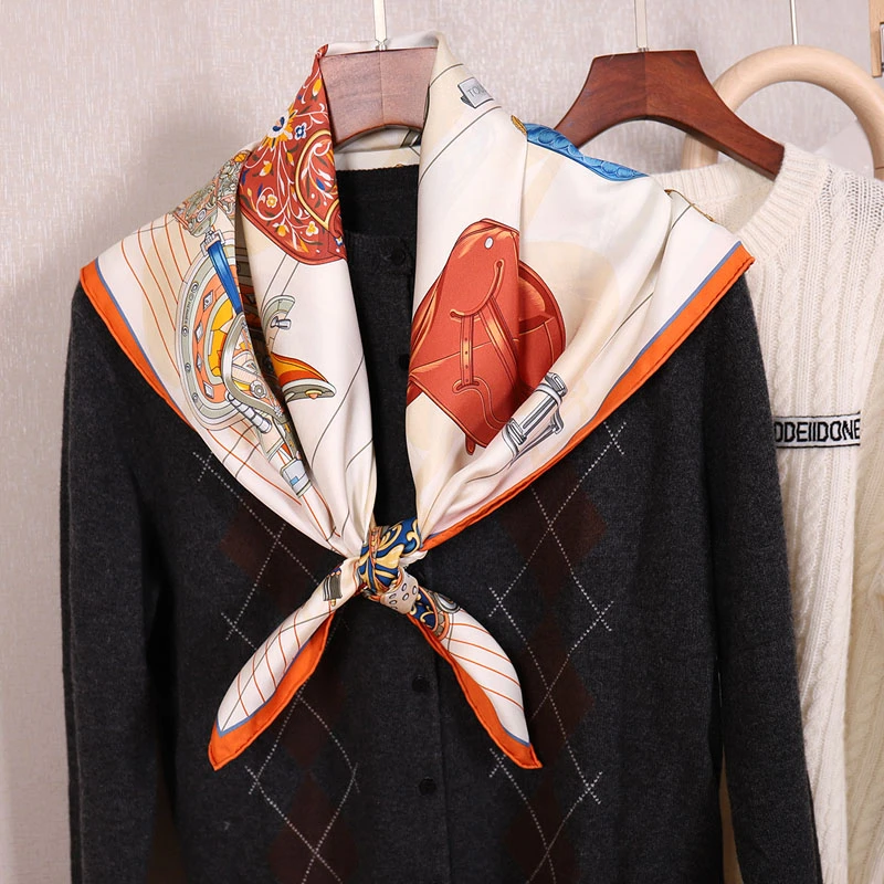 新品重磅桑蚕丝围巾真丝斜纹绸18姆米90方巾披肩围巾女